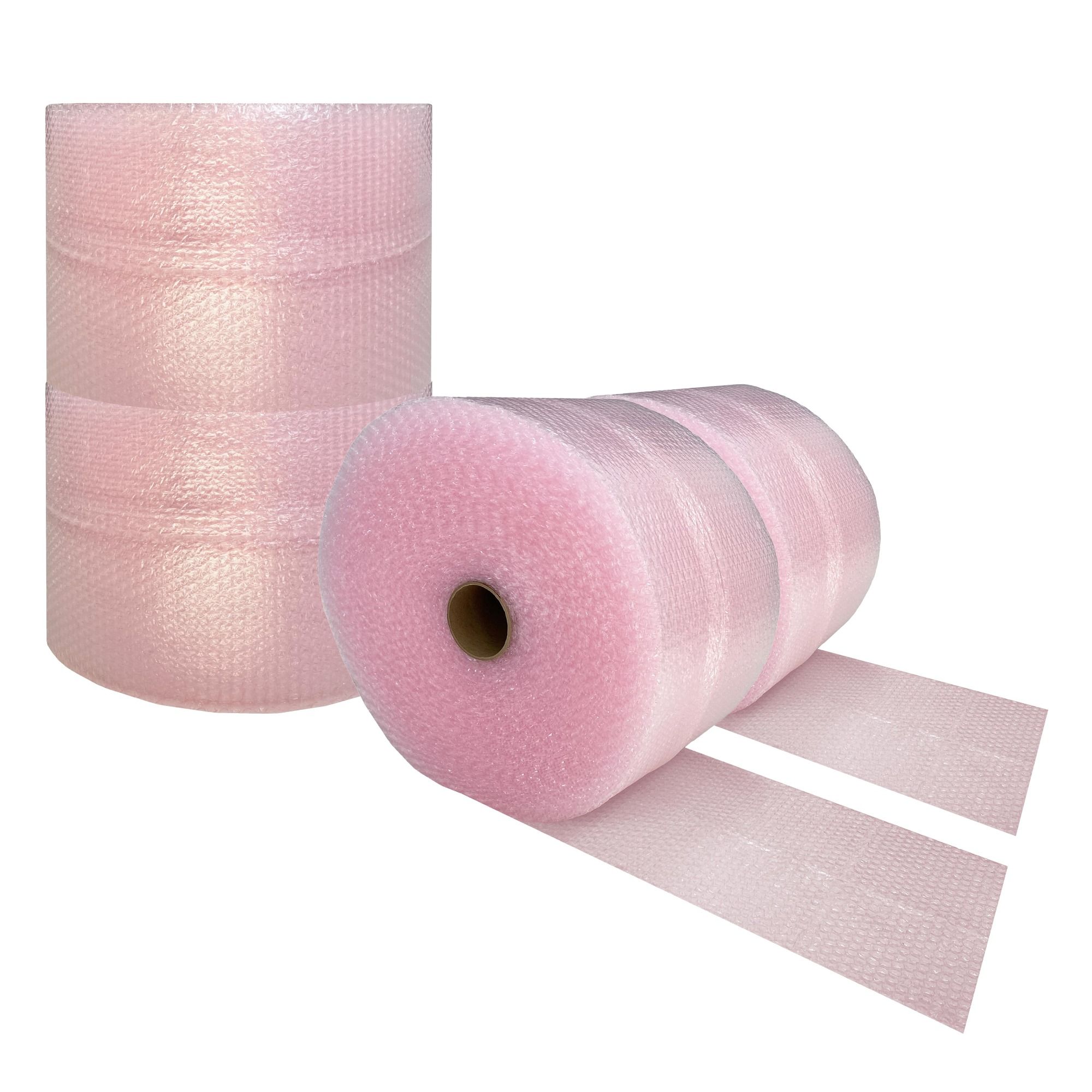 Anti-Static Bubble Wrap Strong Bubble Roll - 5/16, 12 x 375', Perforated, Pink - Bubble Wrap - 4 Rolls - S-2874P